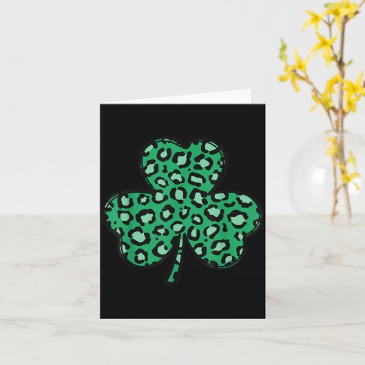 Funny Leopard Print Shamrock St. Patrick's Day Gif カード (黄色い花)