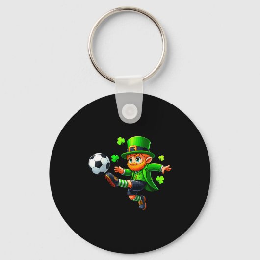 Funny Leprechaun Irish Soccer St Patricks Men Boy  キーホルダー (正面)