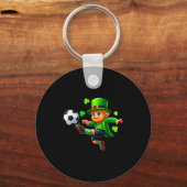 Funny Leprechaun Irish Soccer St Patricks Men Boy  キーホルダー (正面)