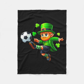 Funny Leprechaun Irish Soccer St Patricks Men Boy  フリースブランケット
