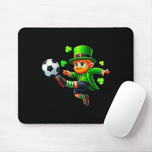 Funny Leprechaun Irish Soccer St Patricks Men Boy  マウスパッド (マウス)