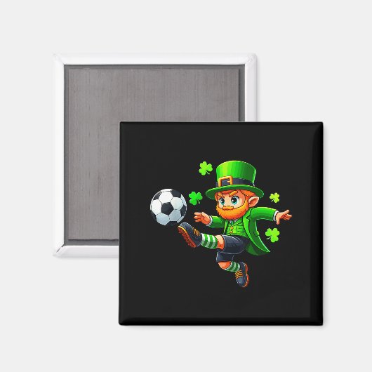 Funny Leprechaun Irish Soccer St Patricks Men Boy マグネット (正面/裏面)