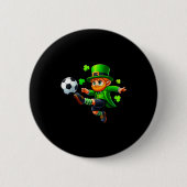 Funny Leprechaun Irish Soccer St Patricks Men Boy  缶バッジ (正面)