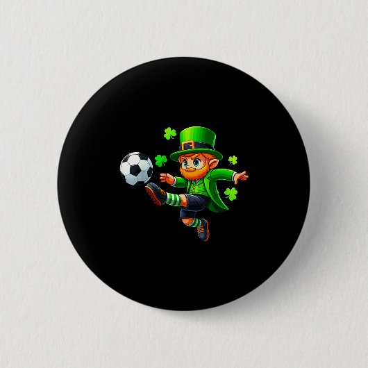 Funny Leprechaun Irish Soccer St Patricks Men Boy 缶バッジ (正面)