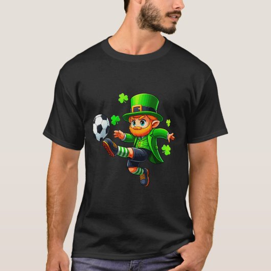 Funny Leprechaun Irish Soccer St Patricks Men Boy Tシャツ (正面)