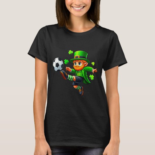Funny Leprechaun Irish Soccer St Patricks Men Boy  Tシャツ (正面)