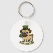 Funny Leprechaun Pug St.Patrick's Day キーホルダー (正面)