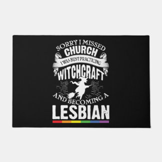 Funny Lesbian Witch Pride Feminist LGBT ドアマット