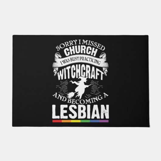 Funny Lesbian Witch Pride Feminist LGBT ドアマット (正面)