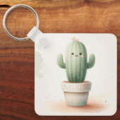 Funny Less Drama Quote Kawaii Cactus Art キーホルダー (正面)