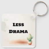 Funny Less Drama Quote Kawaii Cactus Art キーホルダー (裏面)