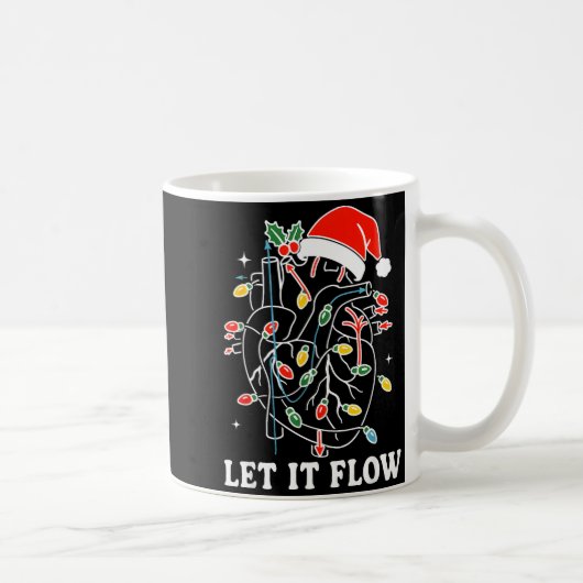 Funny Let It Flow Anatomy Heart Cardiac Nurse Sant コーヒーマグカップ (右)