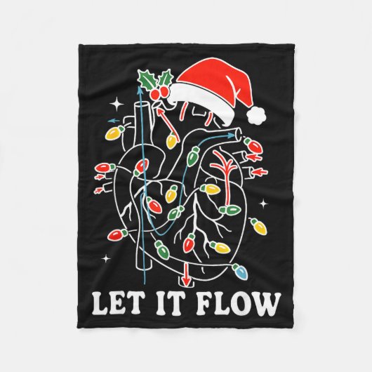 Funny Let It Flow Anatomy Heart Cardiac Nurse Sant フリースブランケット (正面)