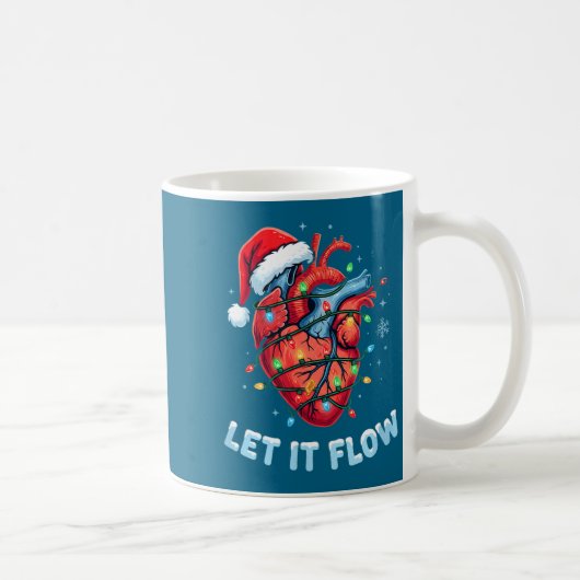 Funny Let It Flow Heart Anatomy Nurse Christmas  コーヒーマグカップ (右)