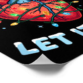 Funny Let It Flow Heart Anatomy Nurse Christmas ポスター (角)