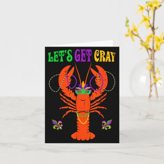 Funny Lets Get Cray Crawfish - New Orleans Funny M カード (黄色い花)