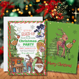 Funny Let's Get Elfed Up Christmas Party 招待状