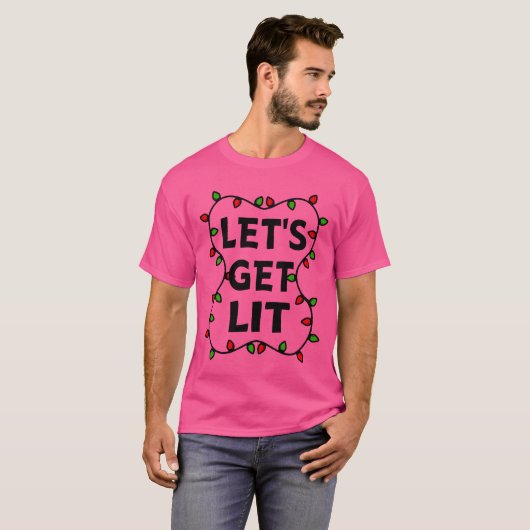 Funny Lets Get Lit Christmas shirt retro Tシャツ (正面フル)