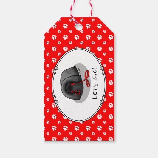 Funny Let's Go! for a Walk Pekingese Dog (black) ギフトタグ (正面)