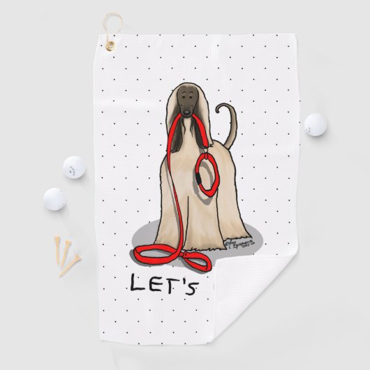 Funny Let's Go! Walk Afghan Hound (Cream) ゴルフタオル (インサイチュ)