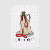 Funny Let's Go! Walk Afghan Hound (Cream) ゴルフタオル (正面)