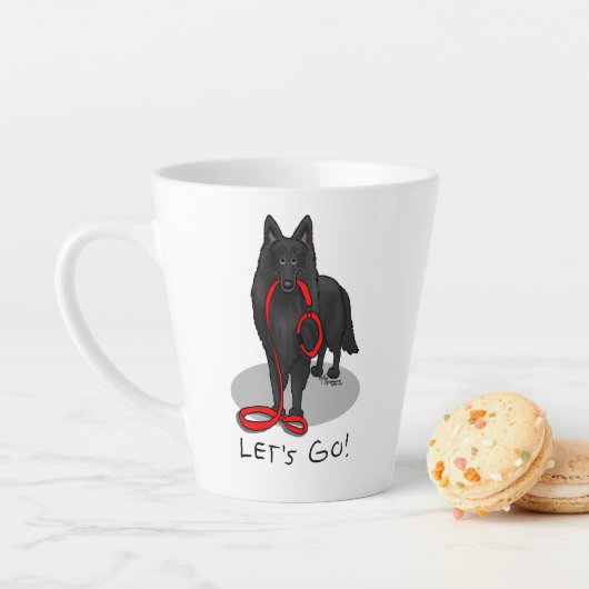 Funny Let's Go! Walk Belgian Sheepdog (black 1) カフェラテマグ (インサイチュ)