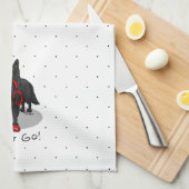 Funny Let's Go! Walk Belgian Sheepdog (black 1) キッチンタオル (四つ折り)