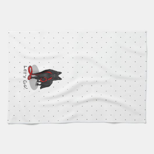 Funny Let's Go! Walk Belgian Sheepdog (black 1) キッチンタオル (横)