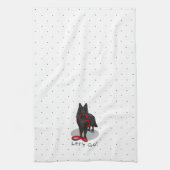 Funny Let's Go! Walk Belgian Sheepdog (black 1) キッチンタオル (縦)