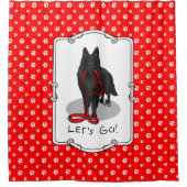 Funny Let's Go! Walk Belgian Sheepdog (black 1) シャワーカーテン (正面)