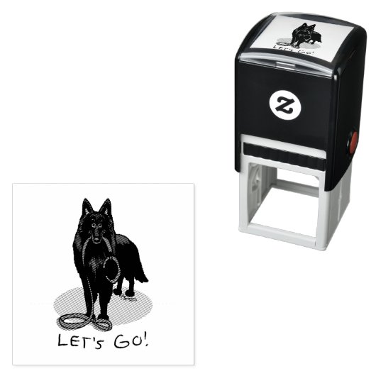 Funny Let's Go! Walk Belgian Sheepdog (black 1) セルフインキングスタンプ (インサイチュ)
