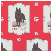 Funny Let's Go! Walk Belgian Sheepdog (black 1) ファブリック (クローズアップ)