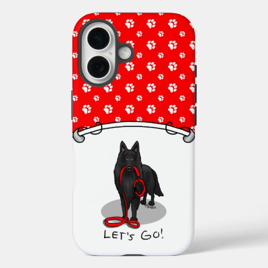Funny Let's Go! Walk Belgian Sheepdog (black 1) Case-Mate iPhoneケース (裏面)