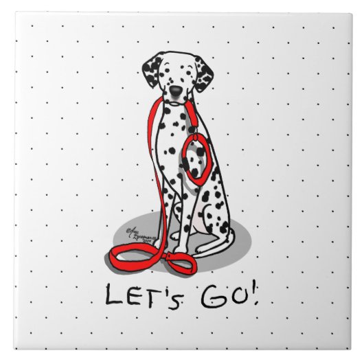 Funny Let's Go! Walk Dalmatian Dog (black 1) タイル (正面)