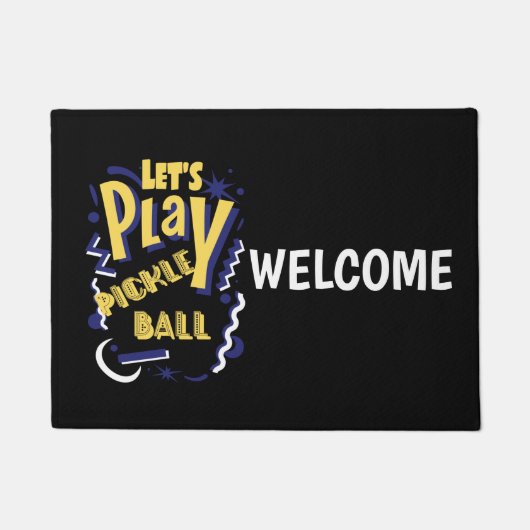 Funny Let's Play Pickleball Party Design ドアマット (正面)