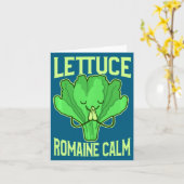 Funny Lettuce Romaine Calm Meditation Yoga Zen  カード (黄色い花)