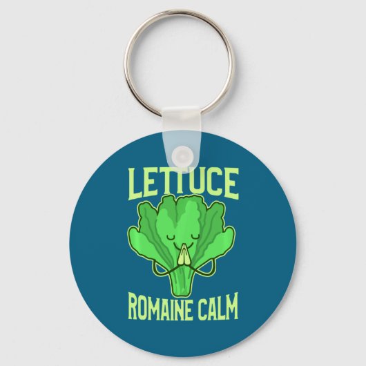 Funny Lettuce Romaine Calm Meditation Yoga Zen キーホルダー (正面)