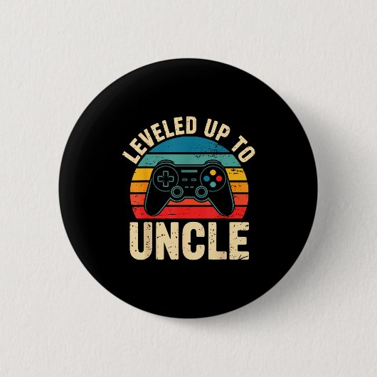 Funny Leveled Up To Uncle Video Gamers Gaming Cute 缶バッジ (正面)