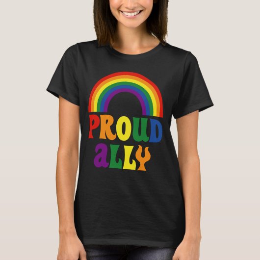Funny LGBT Rainbow Pride Proud Ally Gift Tシャツ (正面)
