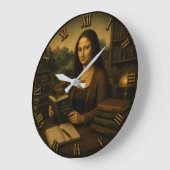 Funny Librarian Mona Lisa Library Lover Gift ラージ壁時計 (傾斜)