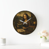 Funny Librarian Mona Lisa Library Lover Gift ラージ壁時計 (ホーム)