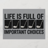 Funny Life is Full Of Important Choices Golf Gift  招待状 (正面)