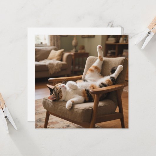 Funny Life's Short Laugh Faster Sleeping Cat Card カード (正面/裏面インサイチュ)