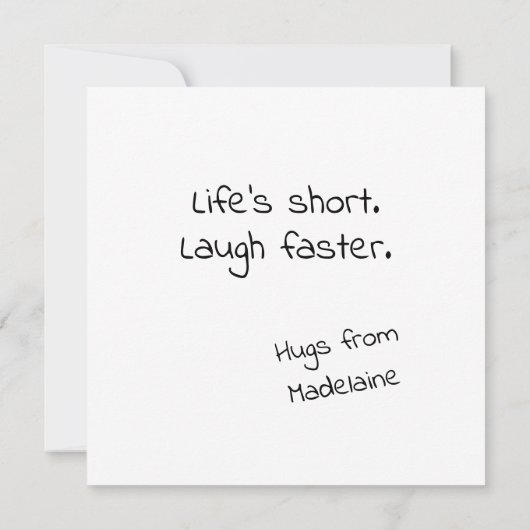 Funny Life's Short Laugh Faster Sleeping Cat Card カード (裏面)
