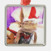 Funny Lil' Murph Lizard in Santa Hat Christmas Met メタルオーナメント (正面)