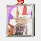Funny Lil' Murph Lizard in Santa Hat Christmas Met メタルオーナメント (左)