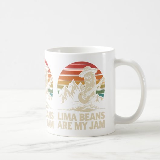 Funny Lima Bean Playing Guitar Pun Retro Foodie コーヒーマグカップ (右)
