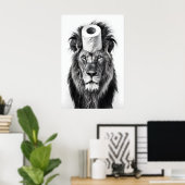 Funny Lion Bathroom Art Print, Toilet Paper Roll ポスター (ホームオフィス)