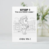 Funny LION Coloring Maze Classroom Valentine Card サンキューカード (スタンド正面)