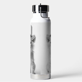 Funny Lion Cub Wearing Toilet Paper Animal Photo ウォーターボトル